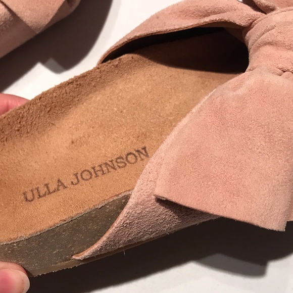 Ulla Johnson Ingrid Bow Slides in Cork Suede Blush Pink Size 35 (US 5) - Picture 8 of 16